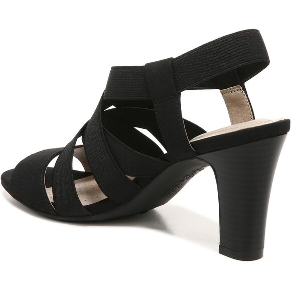 LifeStride Womens Black Nylon Open Rounded Toe Charlotte Heeled Sandal - Picture 6 of 9